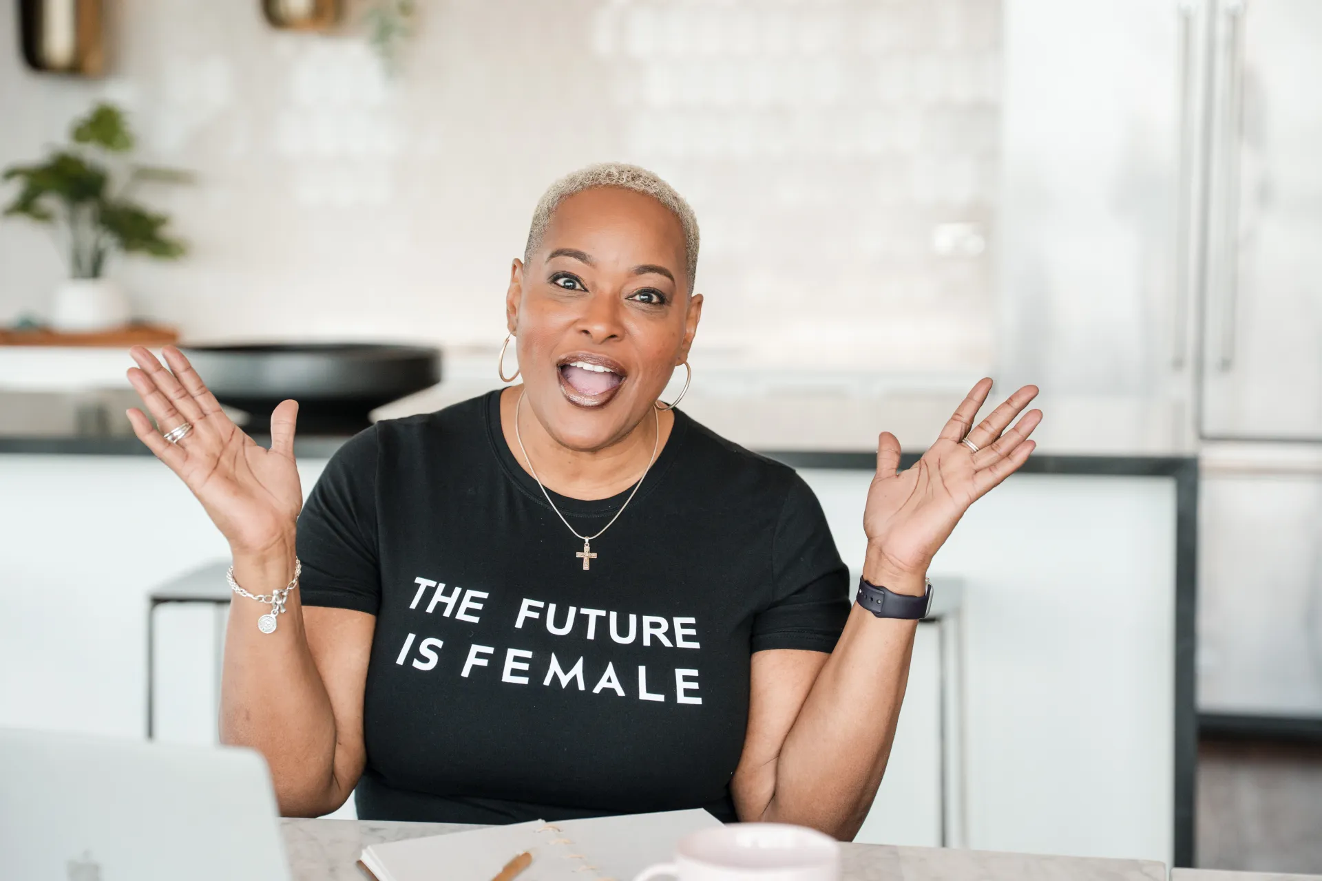 Chef Lisa Brooks excited and animated